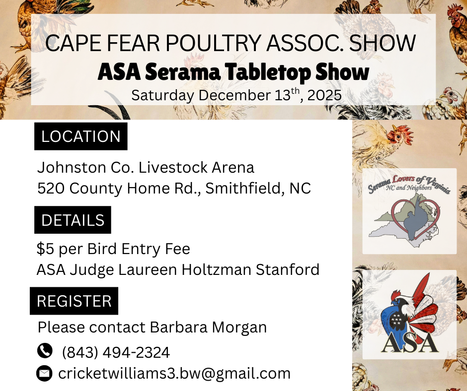 Cape Fear Serama Flyer 2025 Cape Fear Serama Flyer 2025