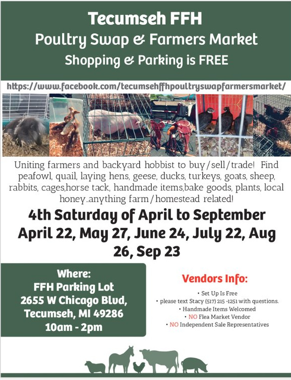 Tecumseh Family Farm & Home Poultry Swap & Farmers Market